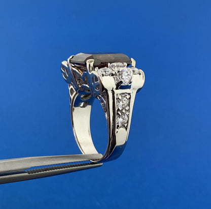 Joseph Esposito QVC 925 Sterling Silver Garnet Diamonique CZ Statement Ring