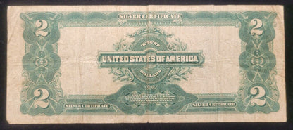 1899 $2 Blue Seal "Mini-Porthole" Speelman/White Silver Certificate Bank Note