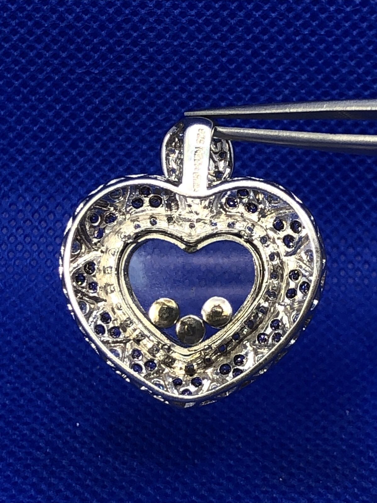 Meda White and Pink Tourmaline 925 Sterling Silver Heart Floater Pendant