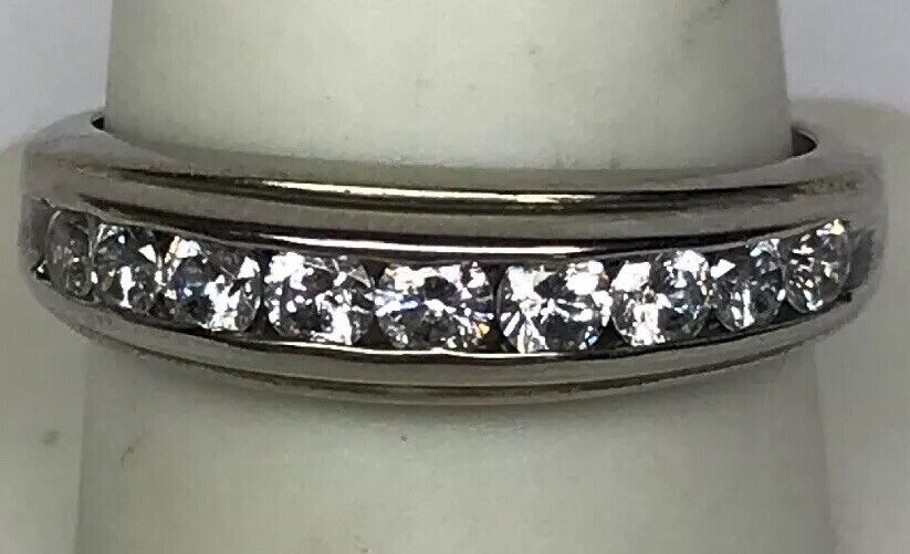 Unisex Sterling Silver 925 Cubic Zirconia Wedding Bridal Anniversary Band Ring