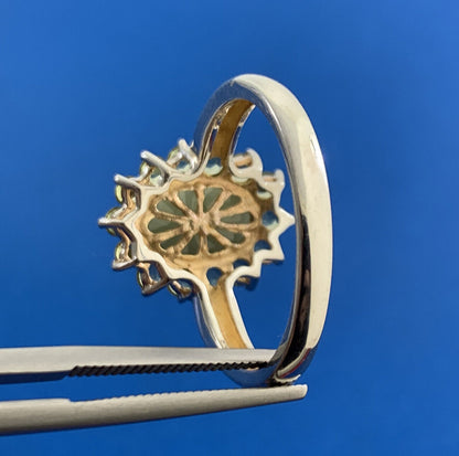 Designer 925 Sterling Silver Oval Jade Cabochon Round Peridot Halo Cocktail Ring