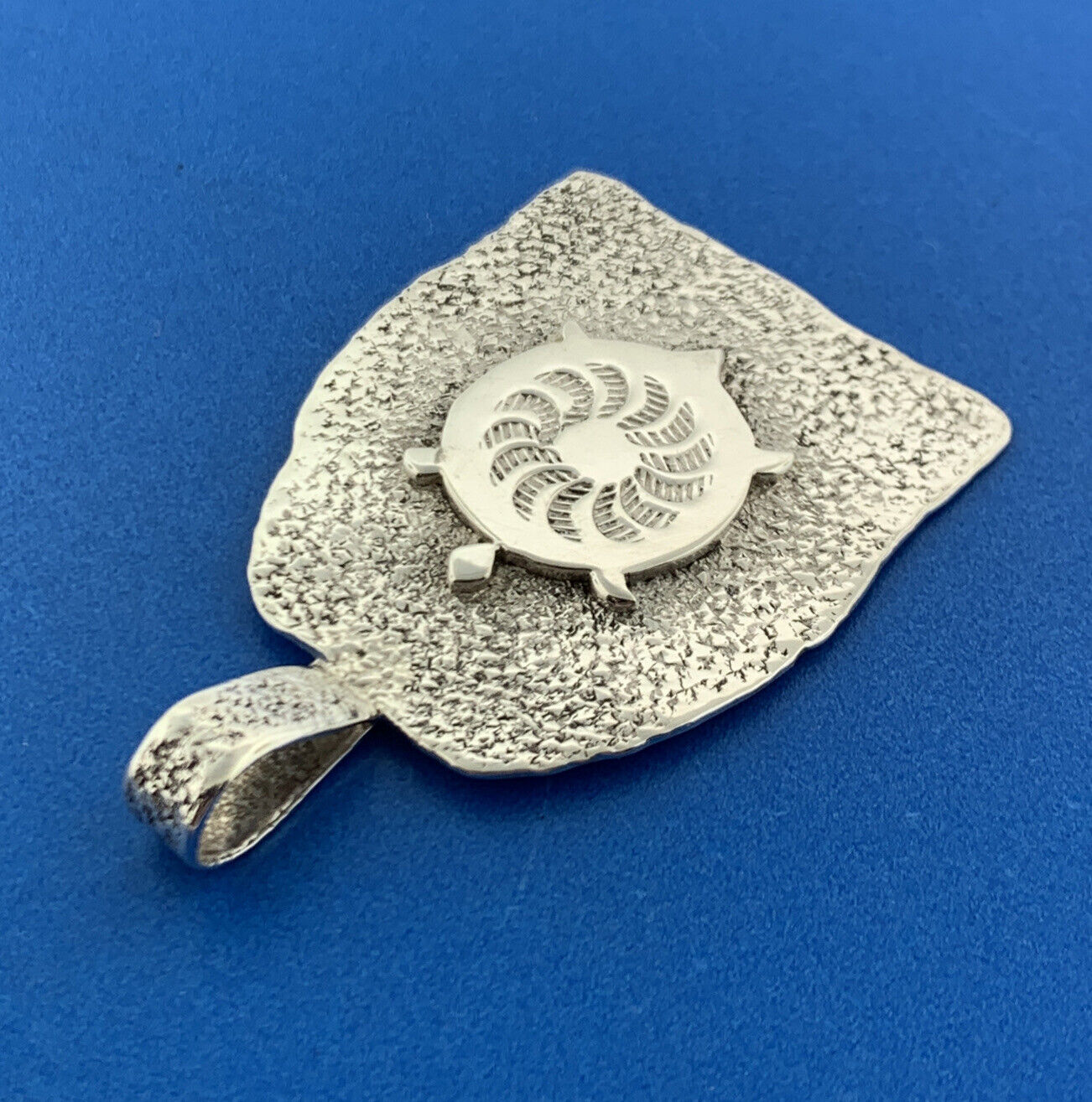 Designer JN Sterling Silver 925 Turtle Shell Design Textured Bell Pendant