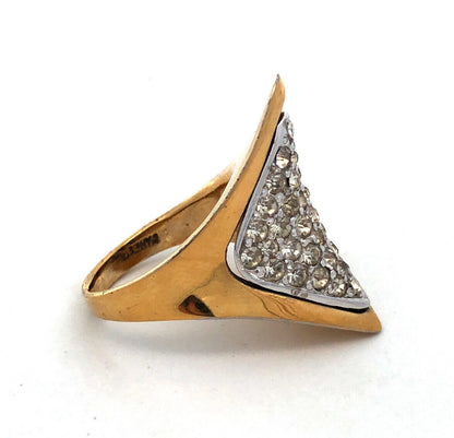 925 Sterling Silver Vermeil Designer Panetta Round Cubic Zirconia Modernist Ring