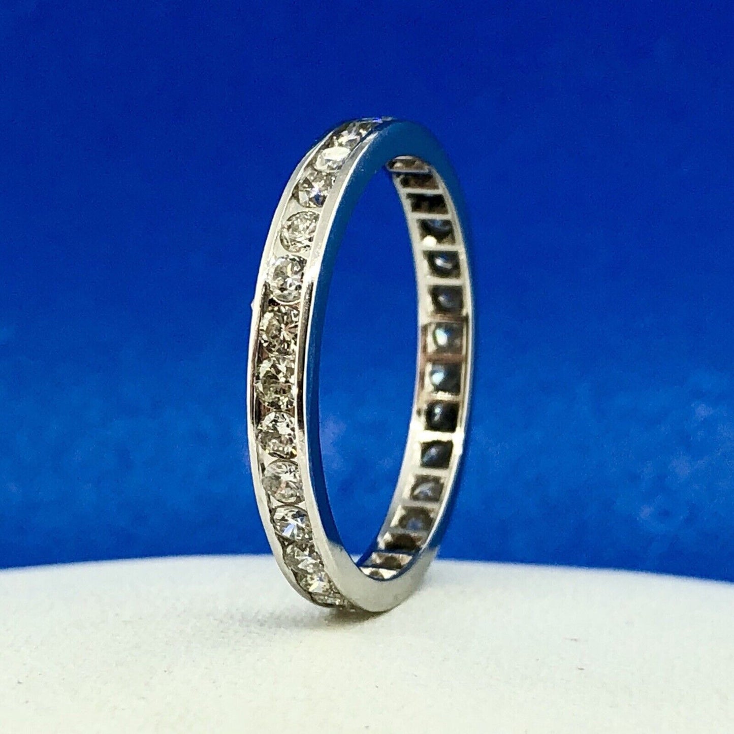 14K White Gold Channel Set Diamond Anniversary Eternity Stackable Band Ring