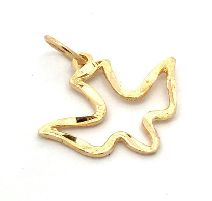 Estate 14K Yellow Gold Diamond Cut Holy Ghost Dove Confirmation Charm Pendant