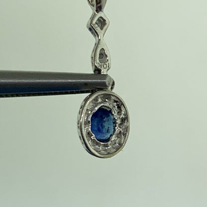 10K White Gold Sapphire Diamond Accented Pendant