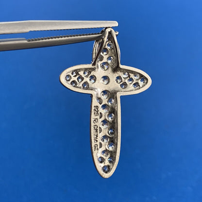 Designer Cubic Zirconia 925 Sterling Silver Religious Communion Cross Pendant