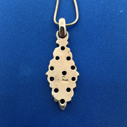 Vintage Designer FAS Italy Sterling Silver 925 Multi Stone Pendant Necklace