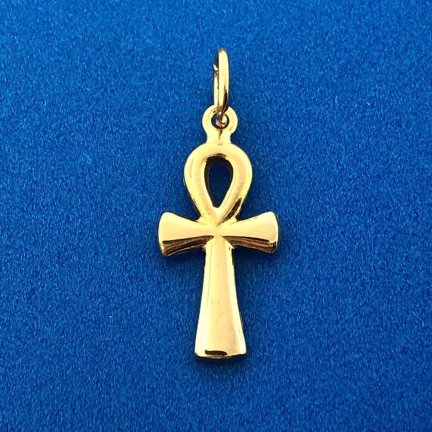 Designer 18K Yellow Gold Ankh Egyptian Cross Religious Communion Charm Pendant