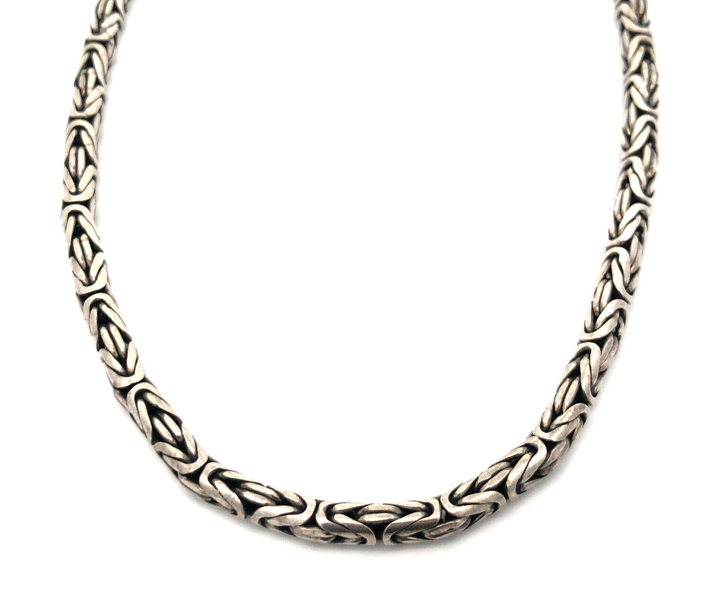 Designer 925 Sterling Silver Byzantine Statement Unisex Chain Necklace