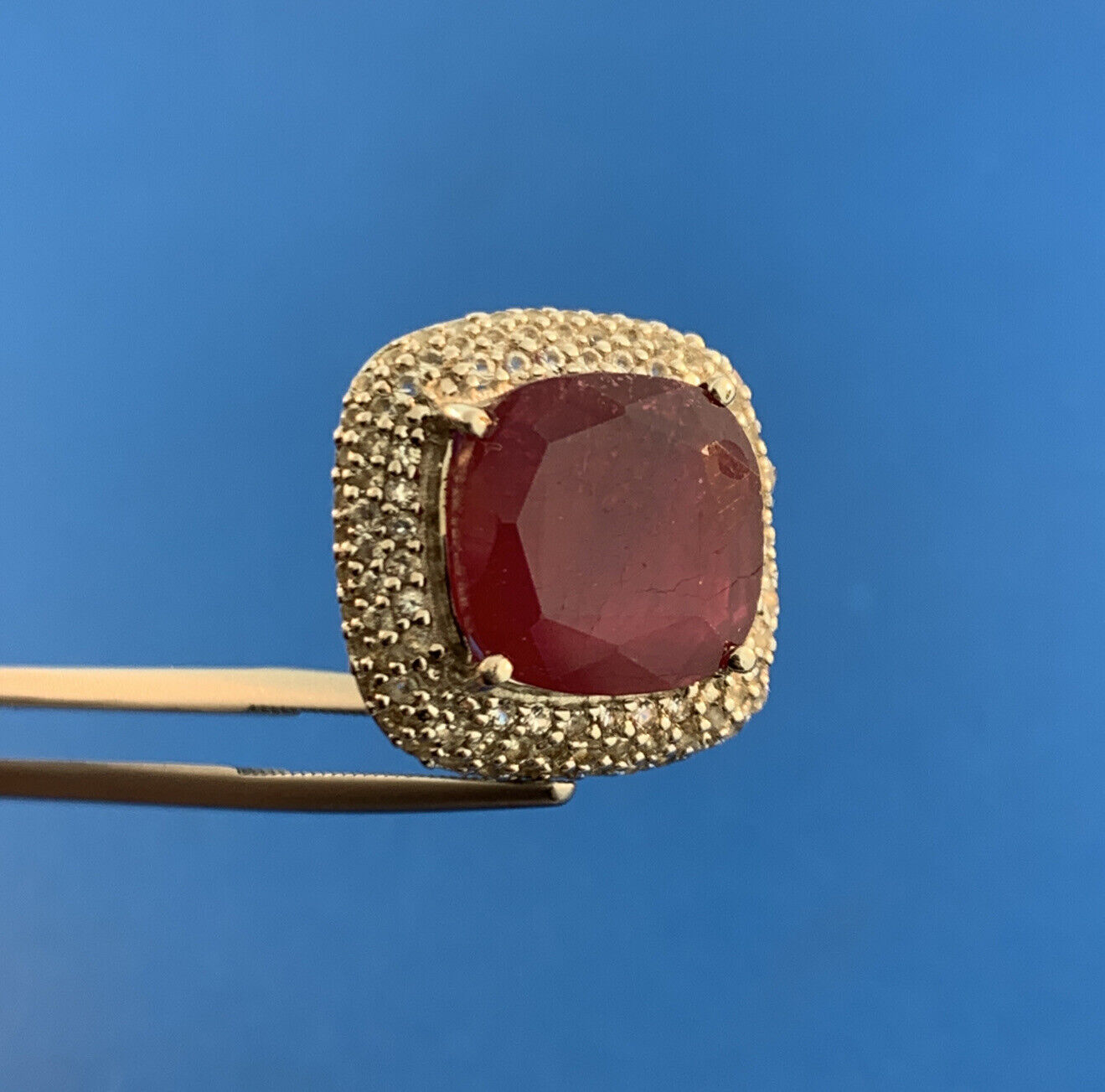 Designer Sterling Silver Ruby Solitaire Diamond Accent July Anniversary Pendant