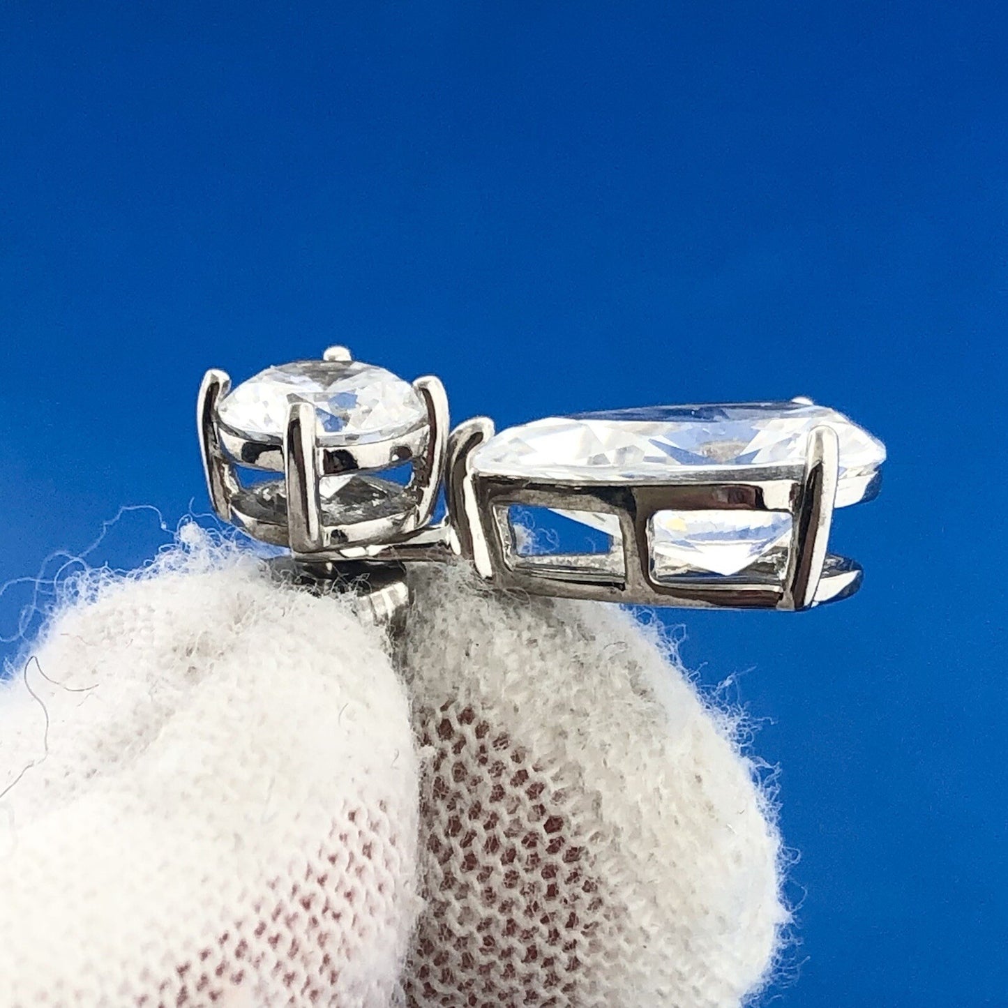 Stunning Designer 14K White Gold Cubic Zirconia CZ Drop Dangle Earrings