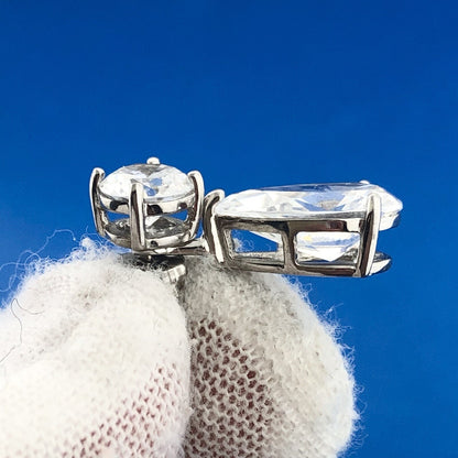 Stunning Designer 14K White Gold Cubic Zirconia CZ Drop Dangle Earrings