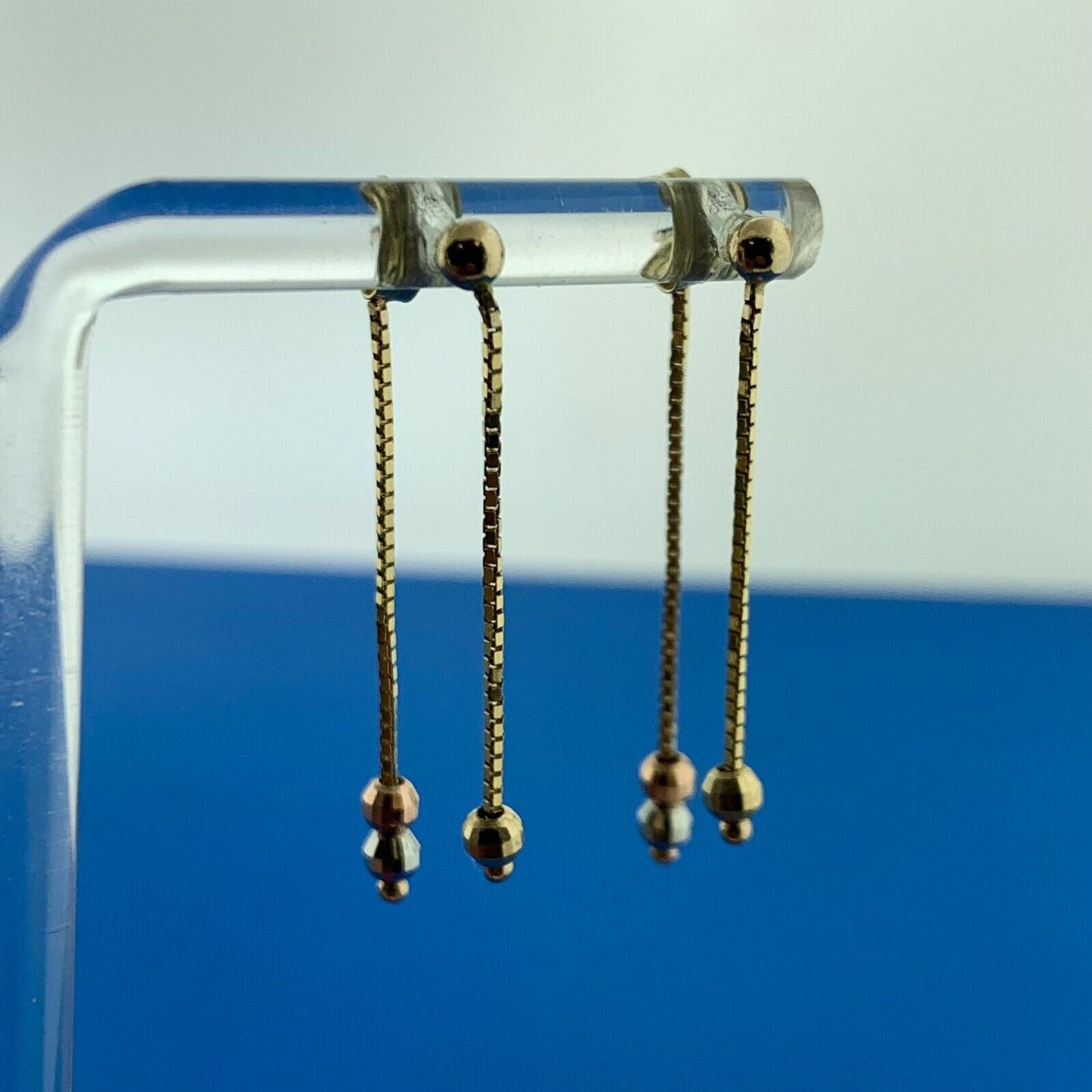 Designer Italy 10K Yellow White Rose Gold Disco Ball Drop Dangle Stud Earrings