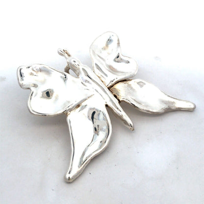 Artisan Hand Made Signed 925 Sterling Silver Butterfly Statement Brooch Pendant