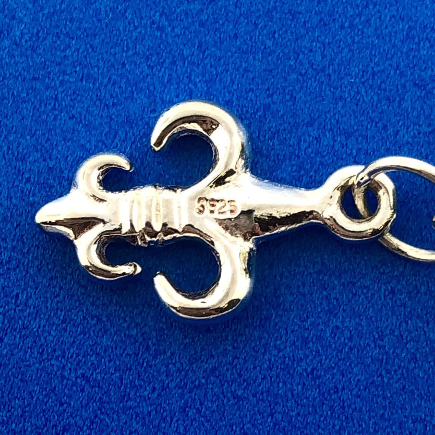 Sterling Silver 925 Millefiore Glass Bead Fleur De Lis Drop Dangle Earrings