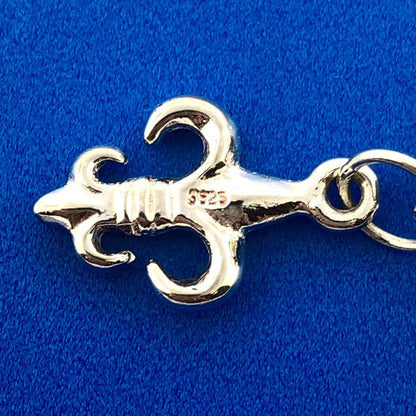 Sterling Silver 925 Millefiore Glass Bead Fleur De Lis Drop Dangle Earrings