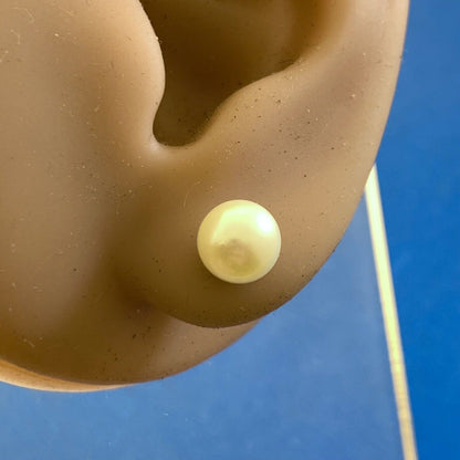 Estate 14K Yellow Gold Round Pearl Stud Earrings