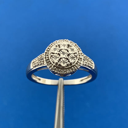 Designer 925 Sterling Silver Diamond Cluster Engagement Anniversary Ring