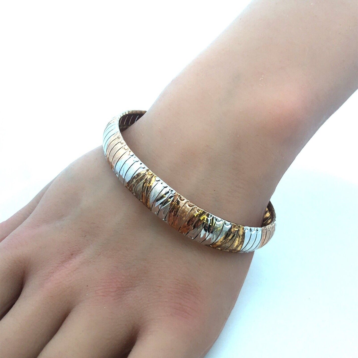 Designer Milor Italy 925 Sterling Silver Vermeil Gold Rose Gold Chain Bracelet