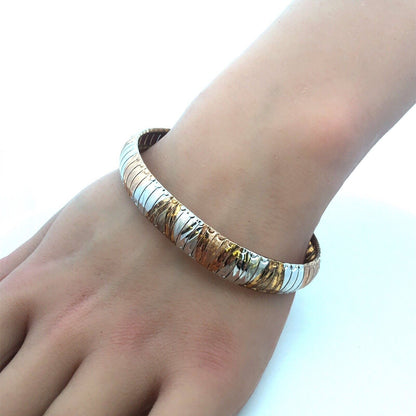 Designer Milor Italy 925 Sterling Silver Vermeil Gold Rose Gold Chain Bracelet