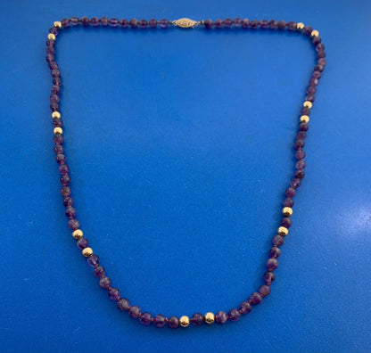 Designer 14K Yellow Gold Amethyst Bead Healing Spiritual Awareness Necklace