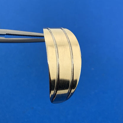 Designer 14K Yellow Gold Sterling Silver Modernist Textured Half Hoop Earrings