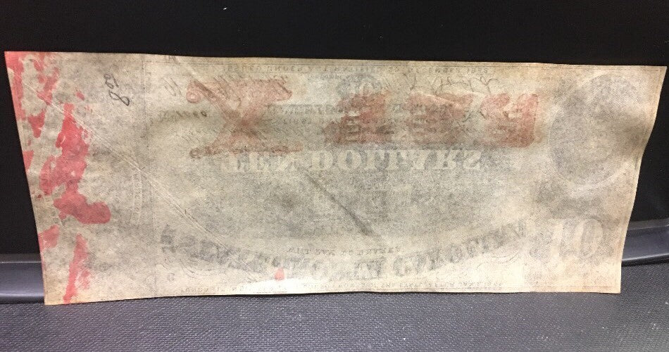 1863 $10 The State of North Carolina Note Civil War Era Possible Inking Error AU