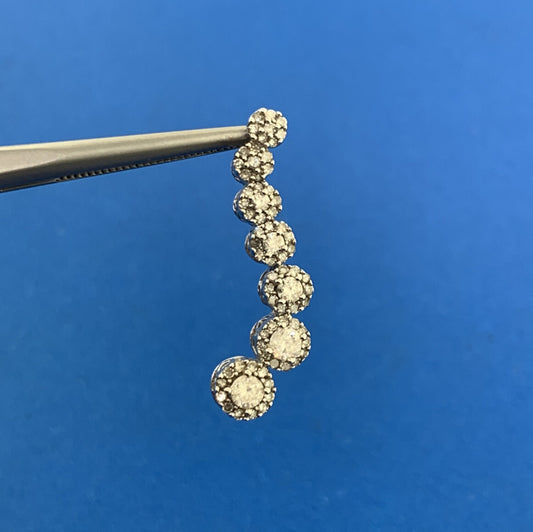Designer JWBR 10K White Gold Diamond Graduated Infinity Eternity Bar Pendant