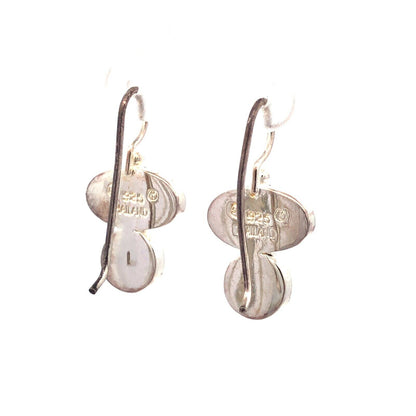 Designer SJ 925 Sterling Silver Oval Round Mother of Pearl Hook Earrings