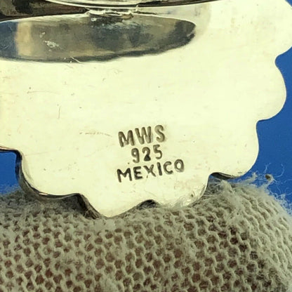 MWS Mexican Sterling Silver 925 Oval Cabochon Turquoise Statement Ring Size 6
