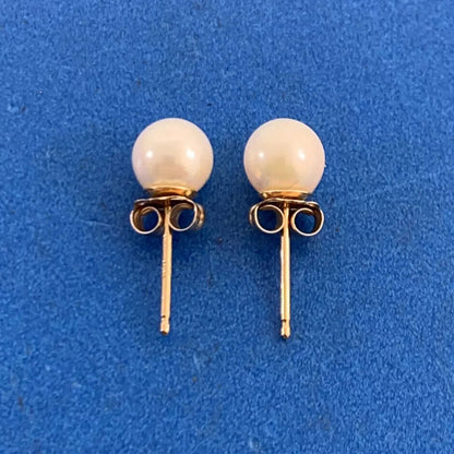 Jacmel Mauritius JCM 14K Yellow Gold Pearl Solitaire Wedding Day Stud Earrings