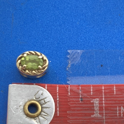 Designer 10K Yellow Gold Oval Peridot Slide Bracelet Charm