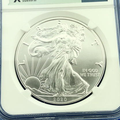 2020 U.S. State Series $1 American Silver Eagle NGC MS70 New Mexico 1 Oz w/COA