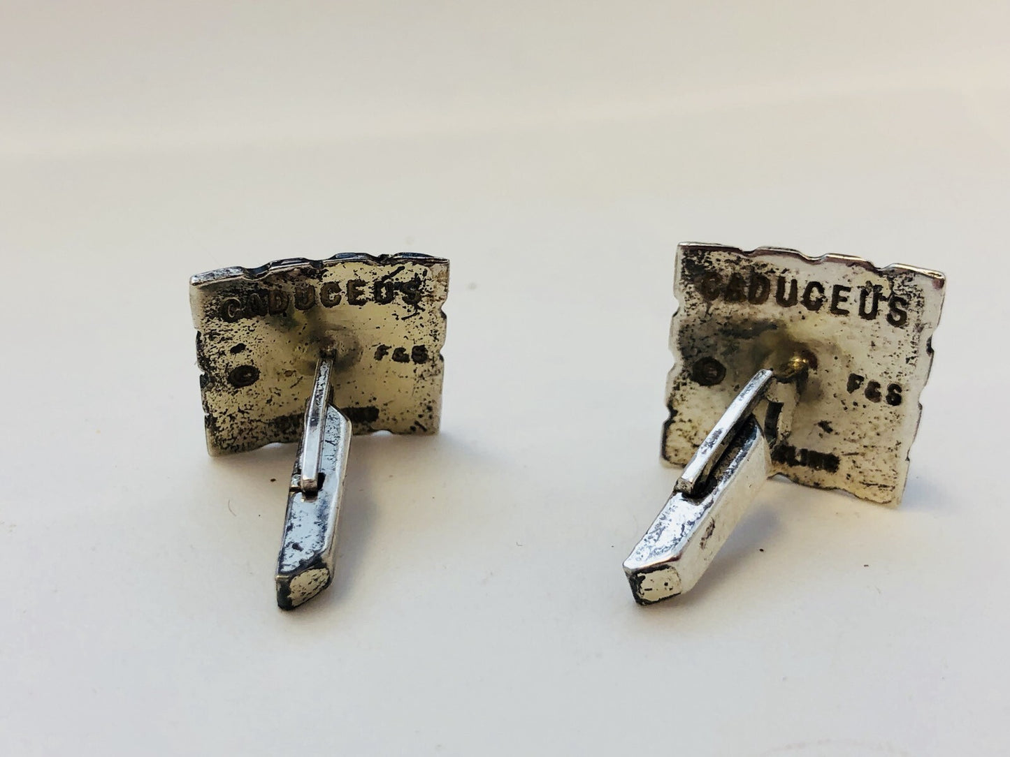 Vintage Sterling Silver Fenwick & Sailors Cadueces Doctor Medical Cuff Links