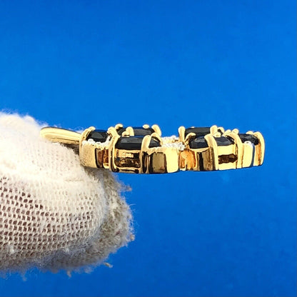 Estate 925 Sterling Silver Vermeil Two Tone Sapphire September Infinity Pendant