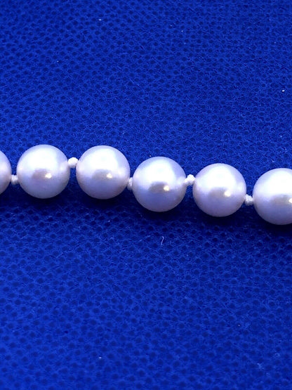 Designer 14K Yellow Gold Round White Pearl Beaded Diamond Bracelet
