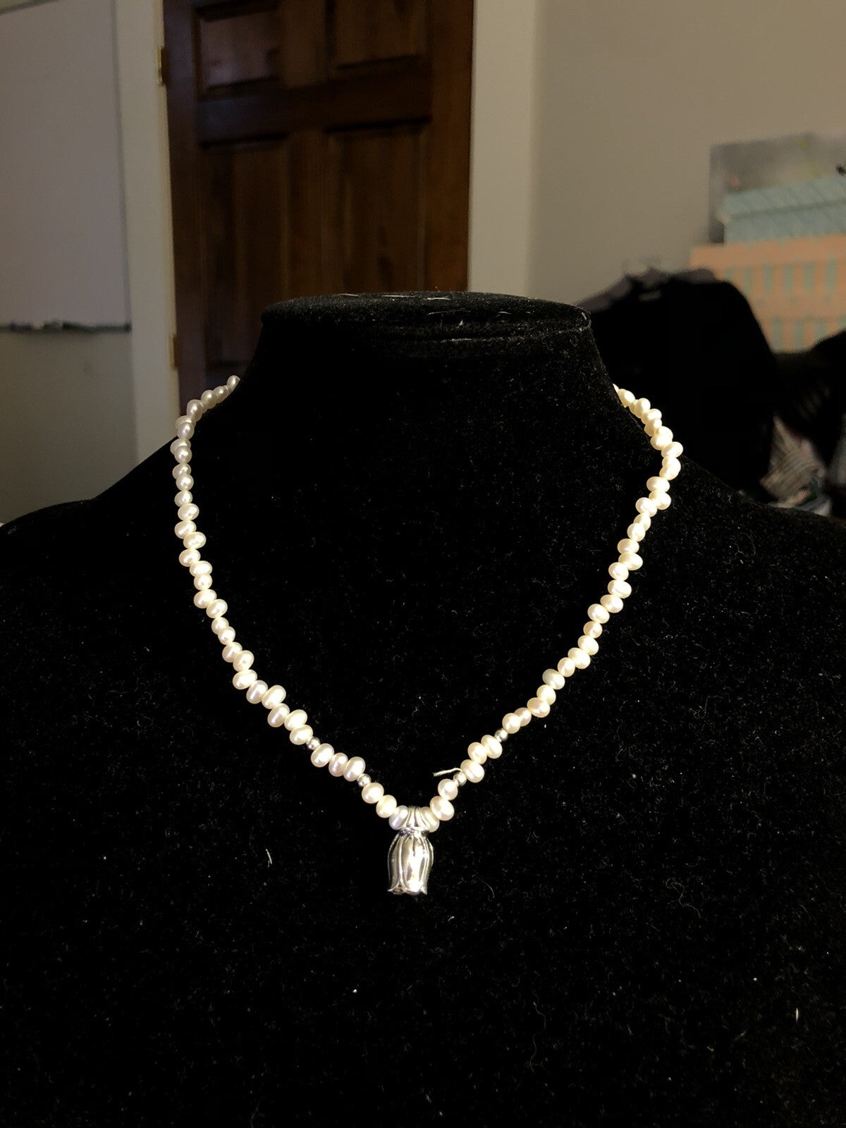 Mignon Faget Sterling Silver Freshwater Pearl Tulips Collection Beaded Necklace