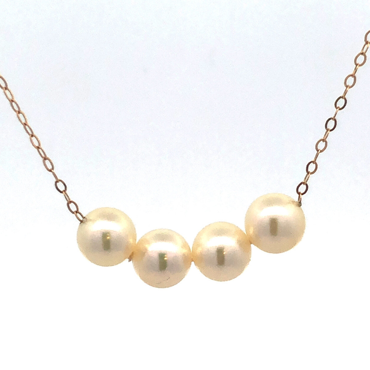 Designer 14K Yellow Gold Pearl Quartet Station Necklace