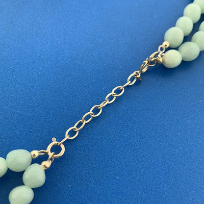 Vintage Sterling Silver Aventurine Beaded Flower Pendant Double Strand Necklace