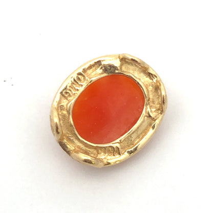 Designer 10K Yellow Gold Oval Carved Cameo Slide Bracelet Charm