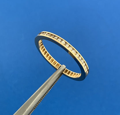 14K Yellow Gold Channel Set Diamond Wedding Anniversary Band Ring