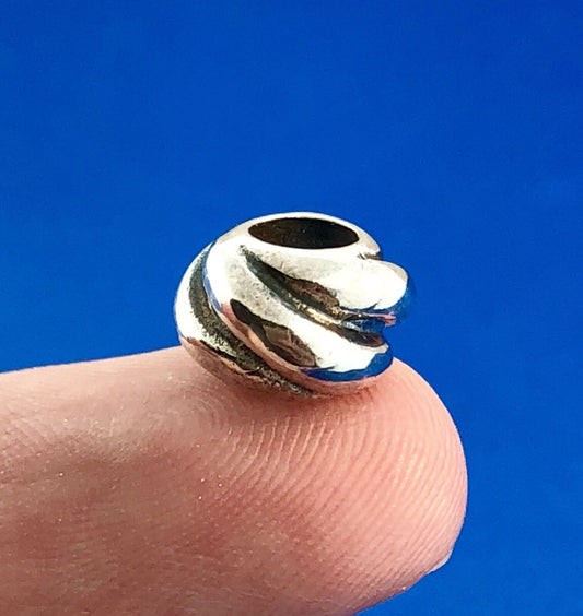 Designer 925 Sterling Silver Modernist Textured Wave Swirl Slide Bracelet Charm