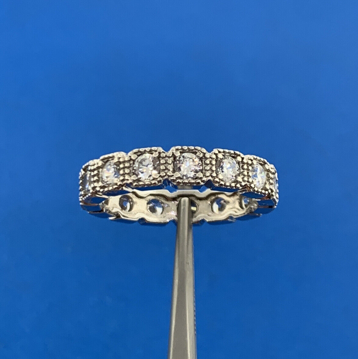 Designer 925 Sterling Silver Cubic Zirconia CZ Eternity Stackable Band Ring