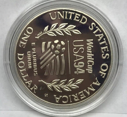 1994 S World Cup USA Commemorative Proof Silver Dollar OMP/COA