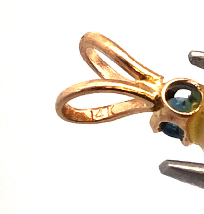 Designer 14K Yellow Gold Pearl Blue Sapphire Accent Drop Charm Pendant