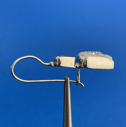 Designer 925 Sterling Silver Purple Drusy Quartz Amethyst Dangle Hook Earrings