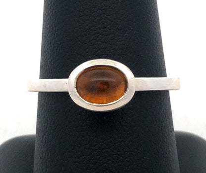 Designer Karthia 925 Sterling Silver Oval Citrine Bezel Solitaire Stackable Ring