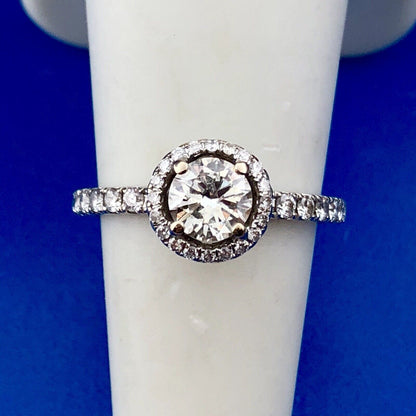 Designer Slyvie 18K White Gold Diamond Halo Band Classic Engagement Bridal Set
