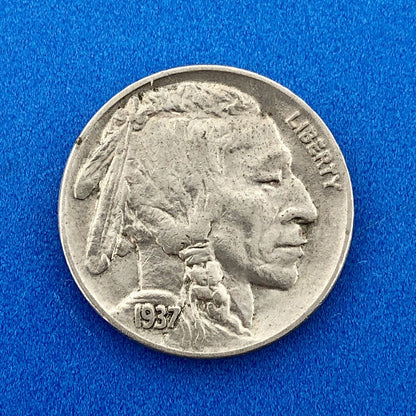 1937 P Indian Head Buffalo Nickel Better Key Scarce Philadelphia Mint Coin